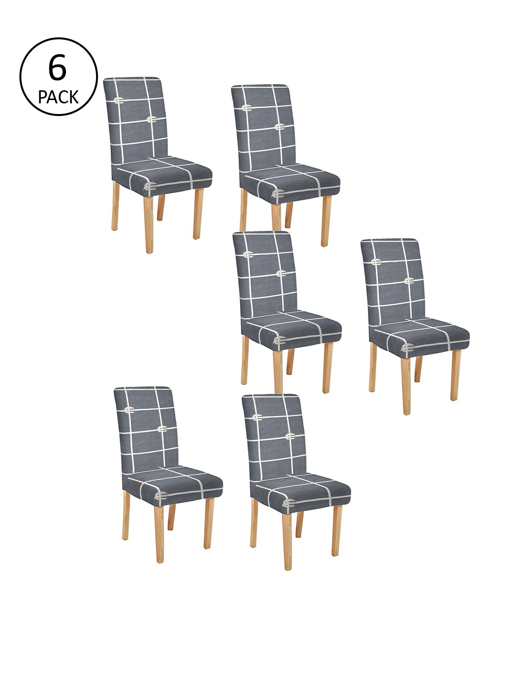

Cortina Set Of 6 Grey & White Checked Chair Covers