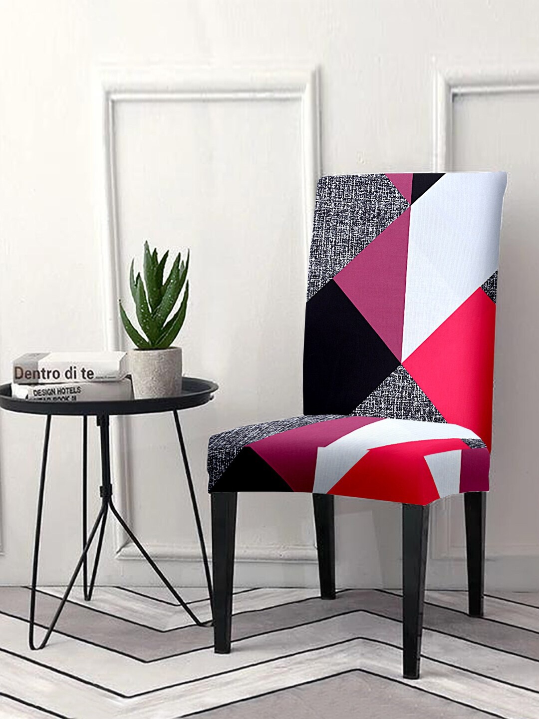 Cortina Pink & White Printed Chair Cover