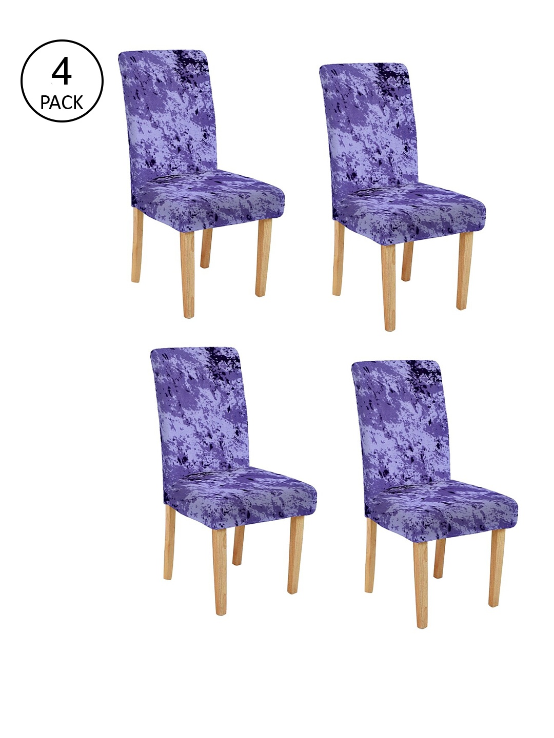 

Cortina Set Of 4 Blue & Purple Printed Chair Covers