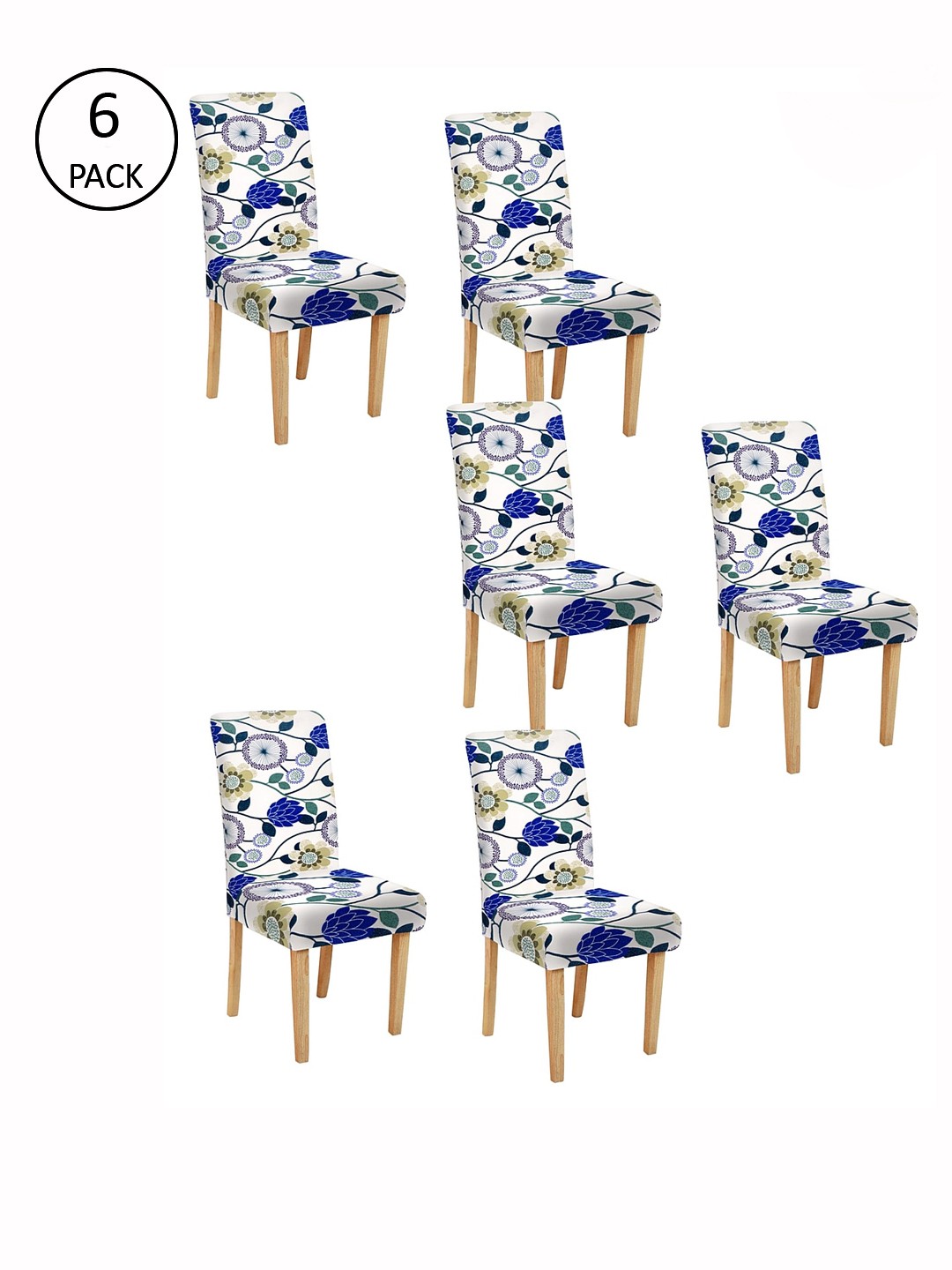 

Cortina Set Of 6 Printed Chair Covers, White