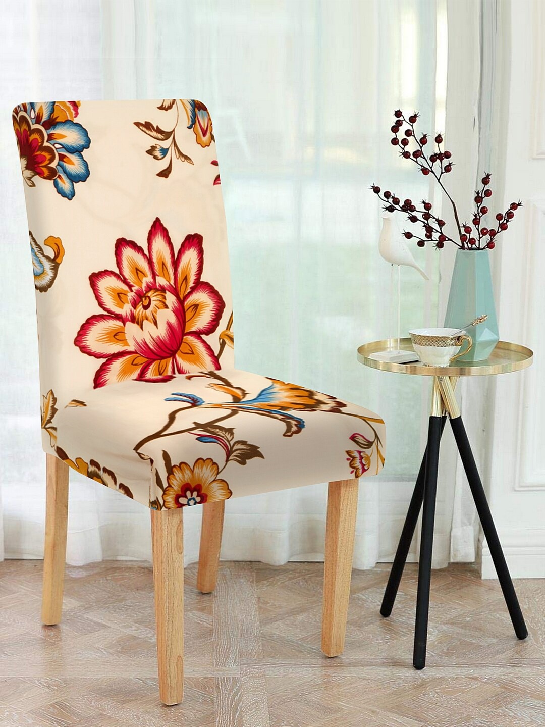 

Cortina Beige & Red Printed Chair Covers