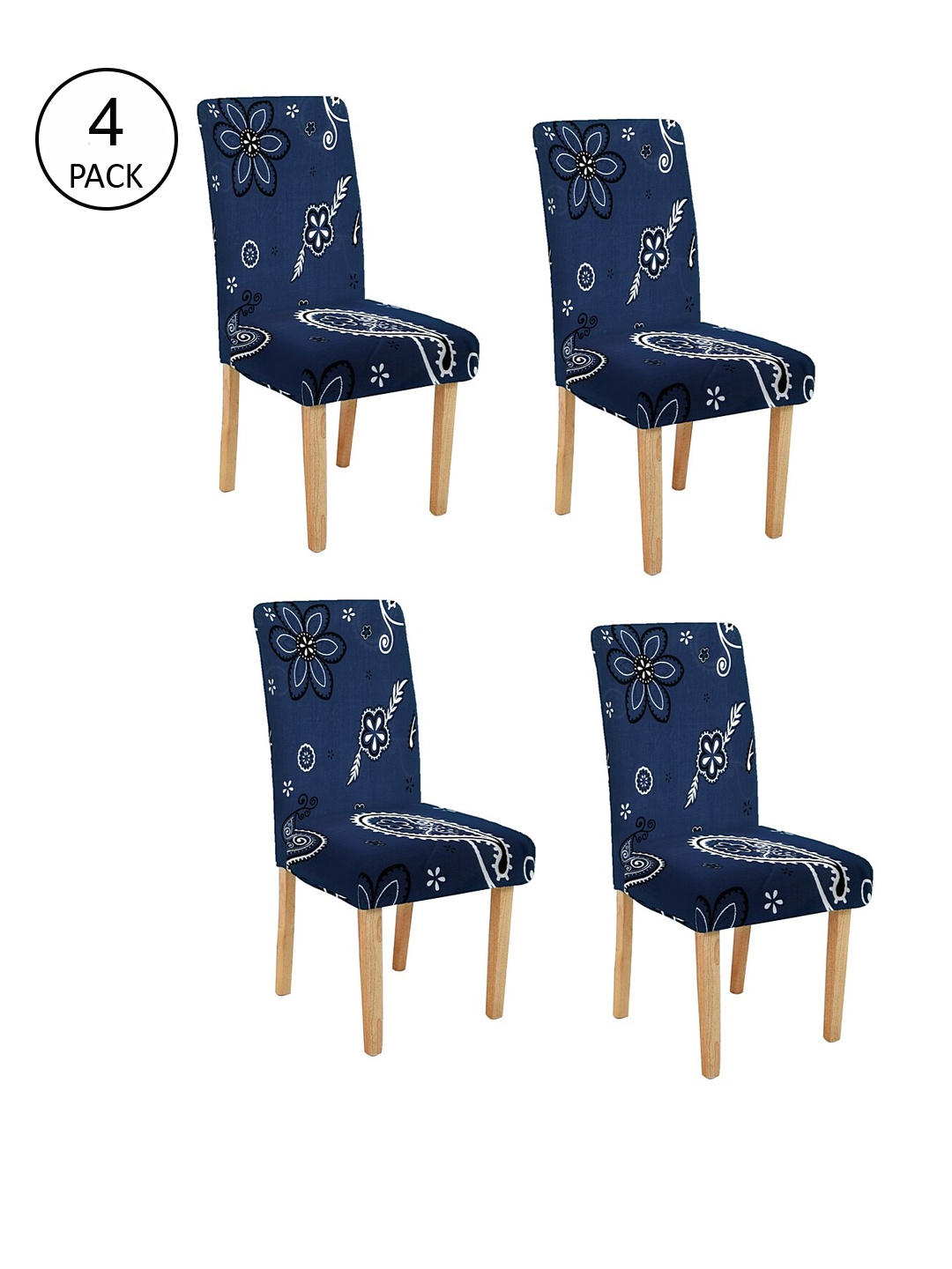 

Cortina Set of 4 Blue Floral Printed Chair Cover