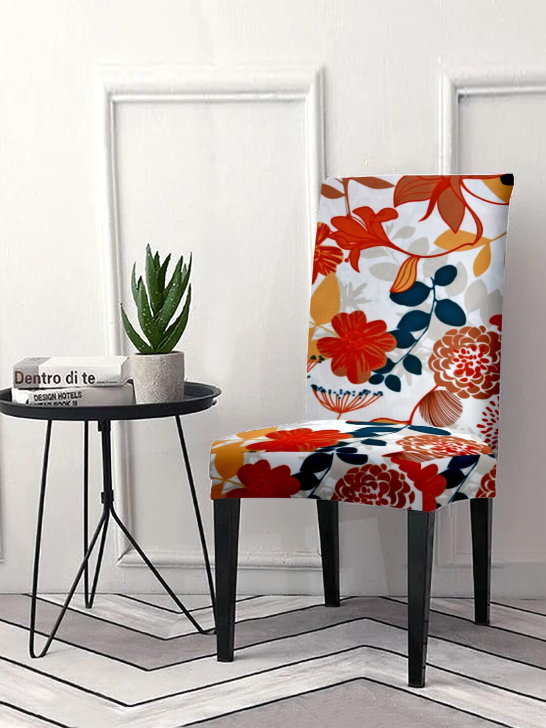 

Cortina Orange & White Printed Chair Cover
