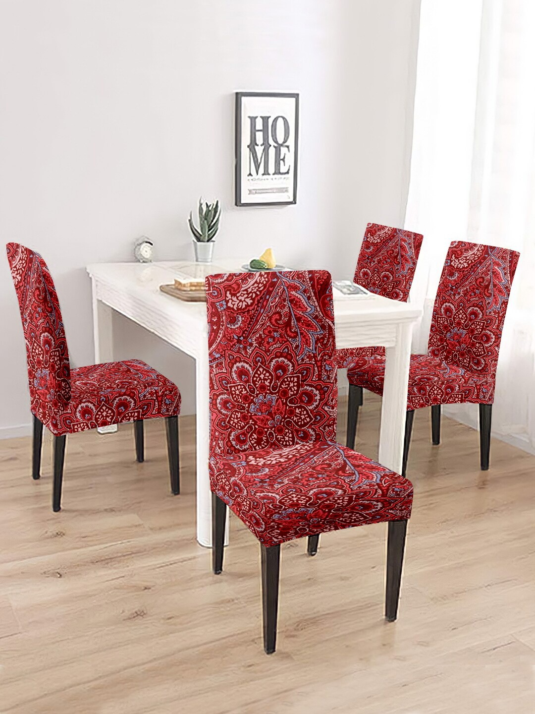 

Cortina Red & Pink 4 Pieces Printed Chair Covers