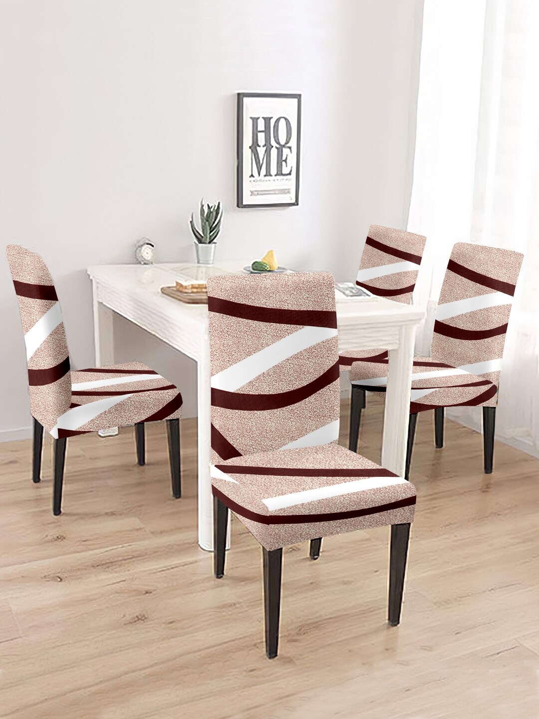 

Cortina Beige & White 4 Pieces Printed Chair Covers