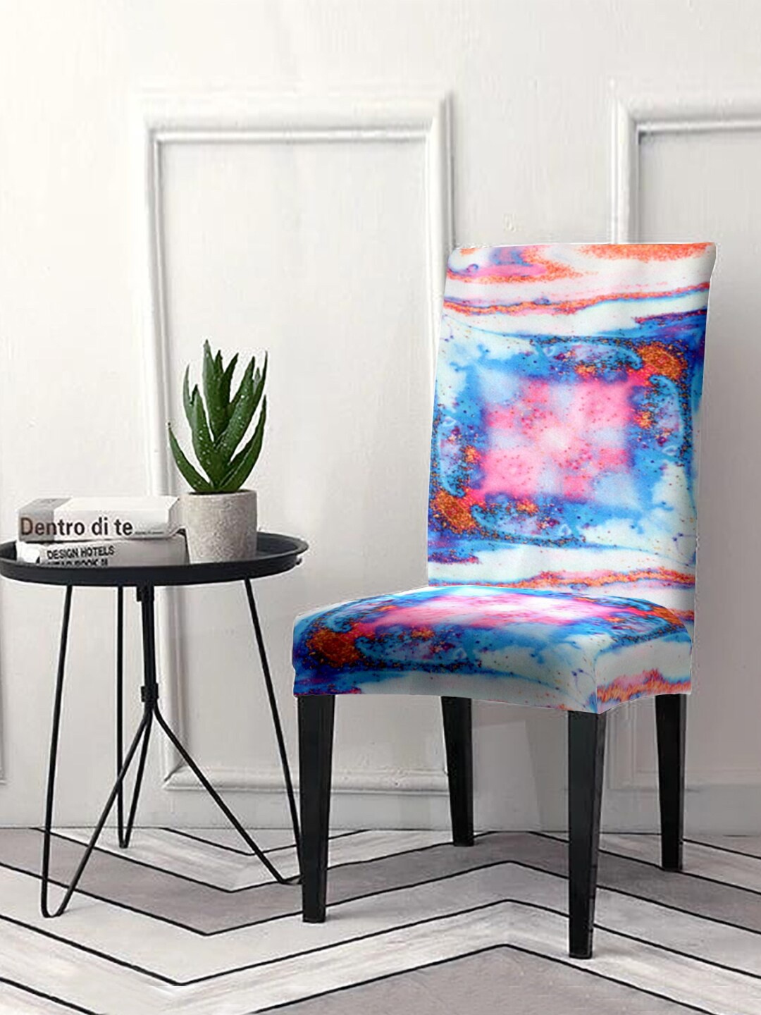 Cortina Blue & White Printed Chair Cover