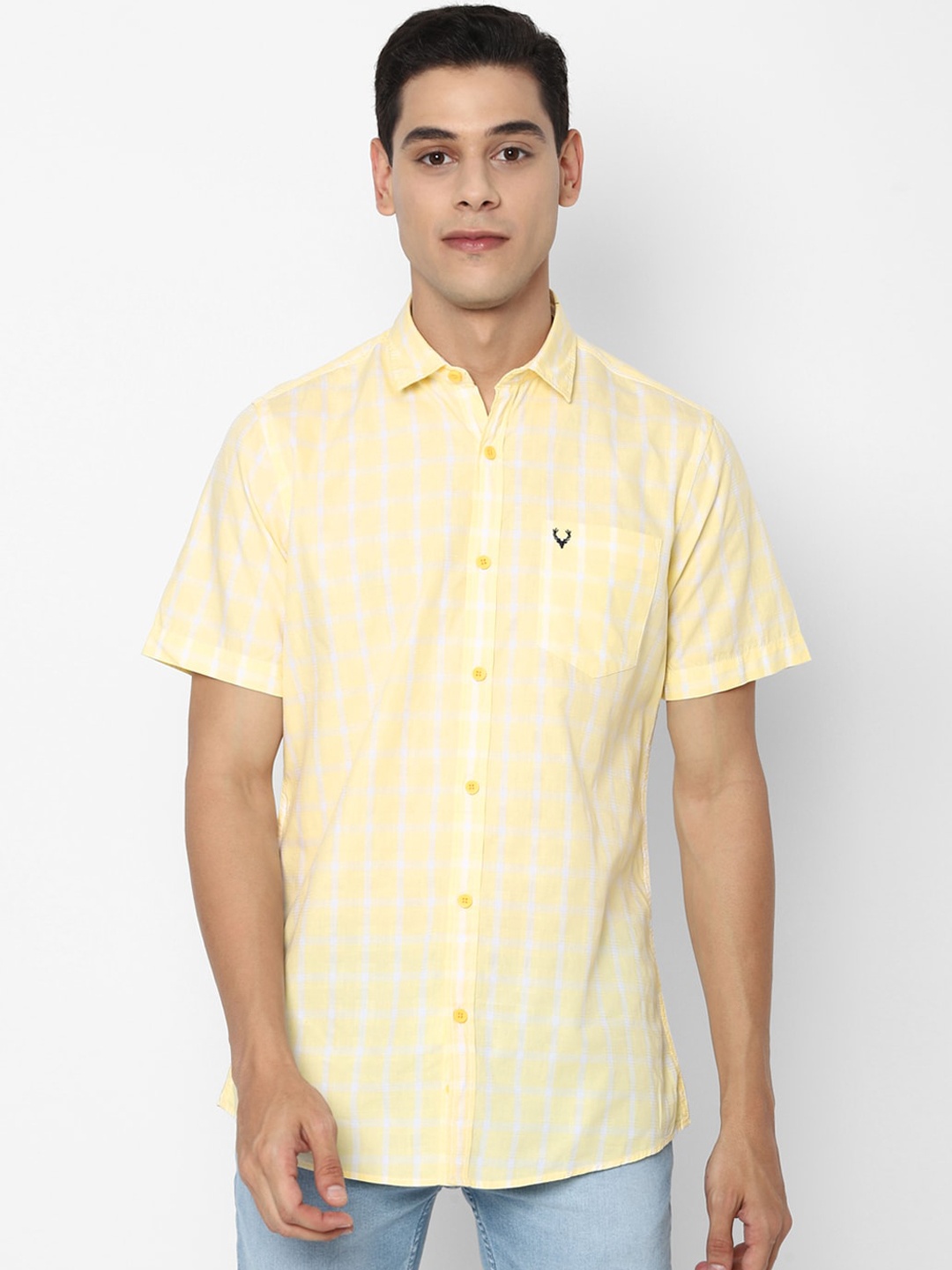 

Allen Solly Sport Men Yellow Opaque Checked Casual Shirt
