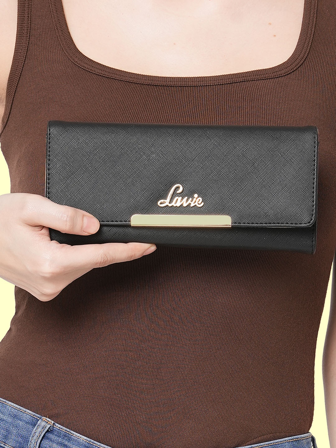 

Lavie Women Black PU Two Fold Wallet