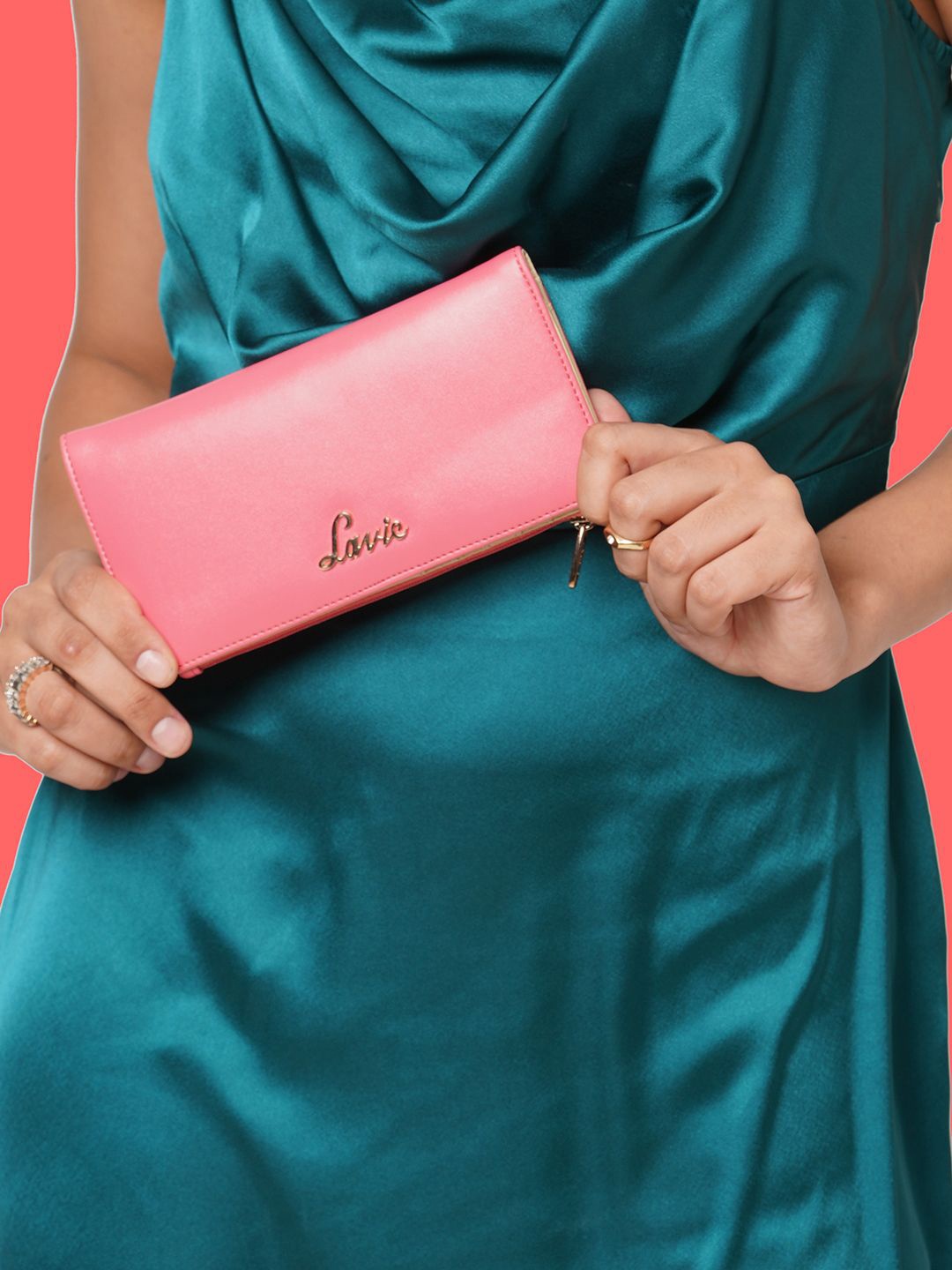 

Lavie Safain Pro Pink Solid Two Fold Wallet