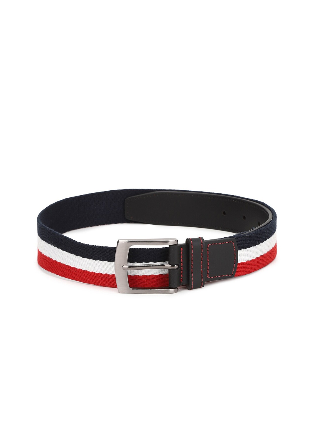 

Peter England Men Black & White Striped Belt