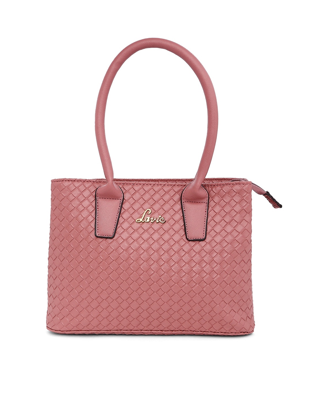 

Lavie Pink Textured FICSY Structured Shoulder Bag