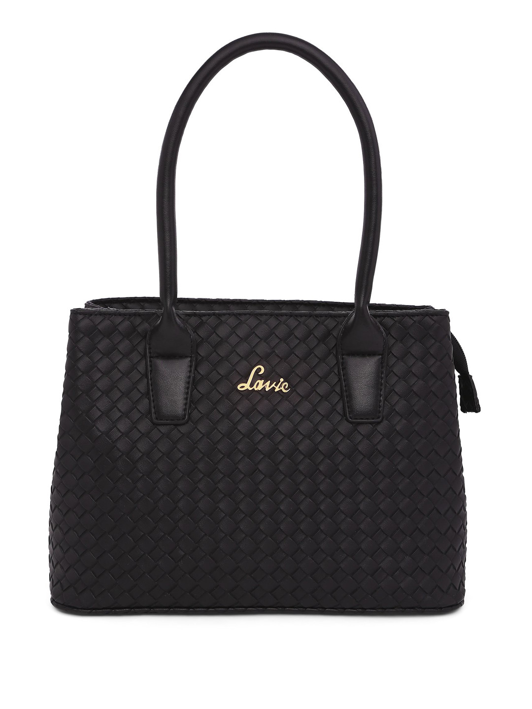 

Lavie Black Basket Weave Textured Structured Shoulder Bag