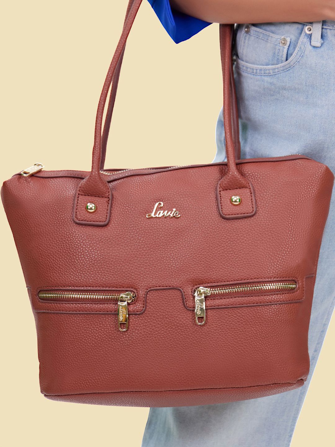 

Lavie Xoxo Tan Brown Structured Shoulder Bag