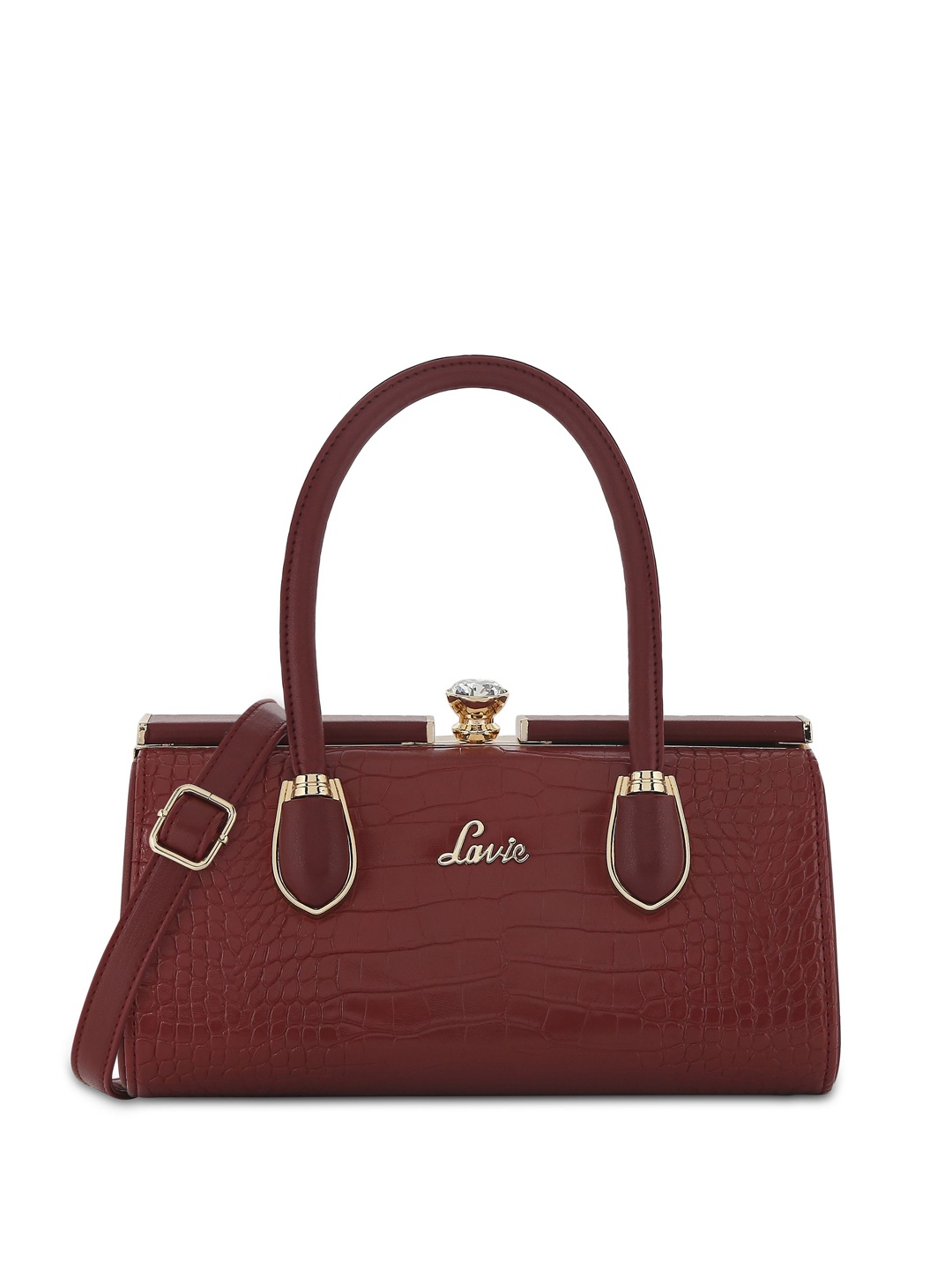 

Lavie Red Animal Textured DAZZLE FRAME Structured Handheld Bag