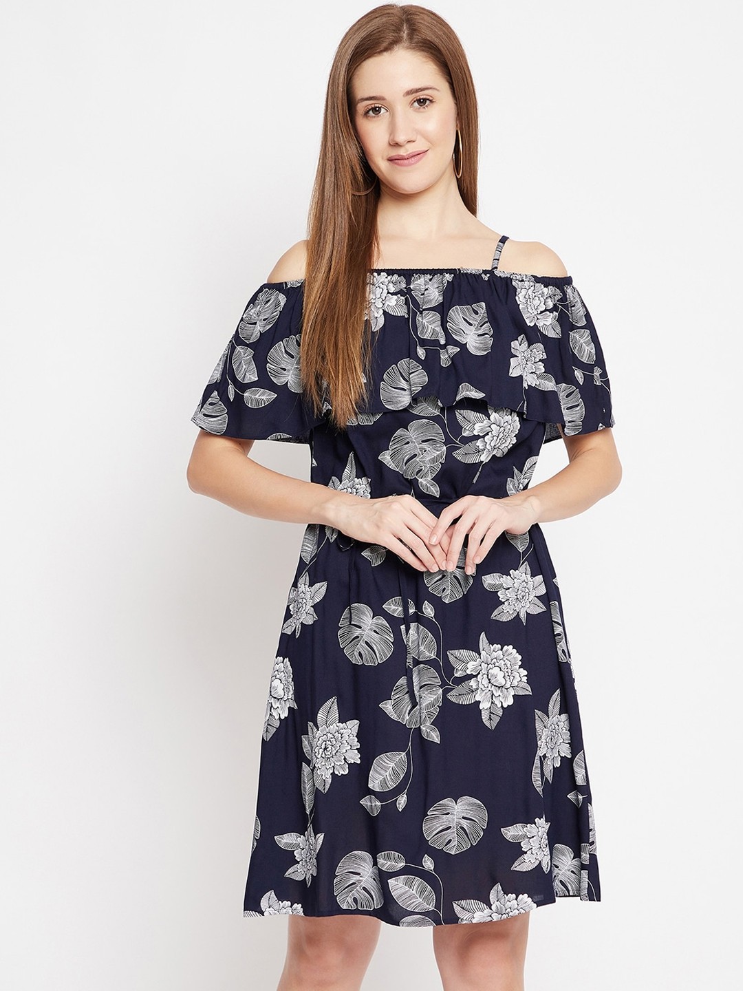 

Color Cocktail Navy Blue Floral Dress