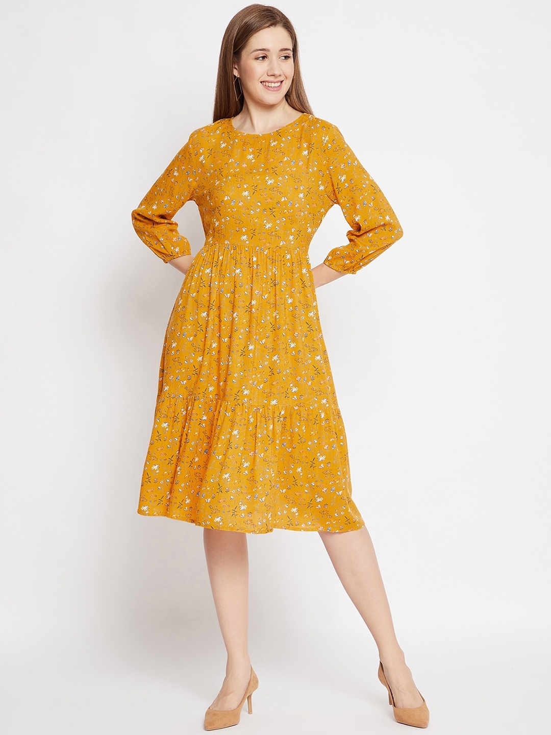 

Color Cocktail Yellow Floral Dress