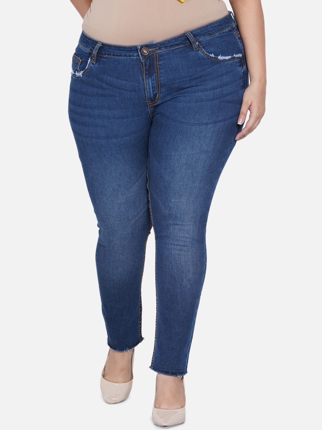 

Kiaahvi by JOHN PRIDE Women Plus Size Blue Skinny Fit Light Fade Stretchable Jeans