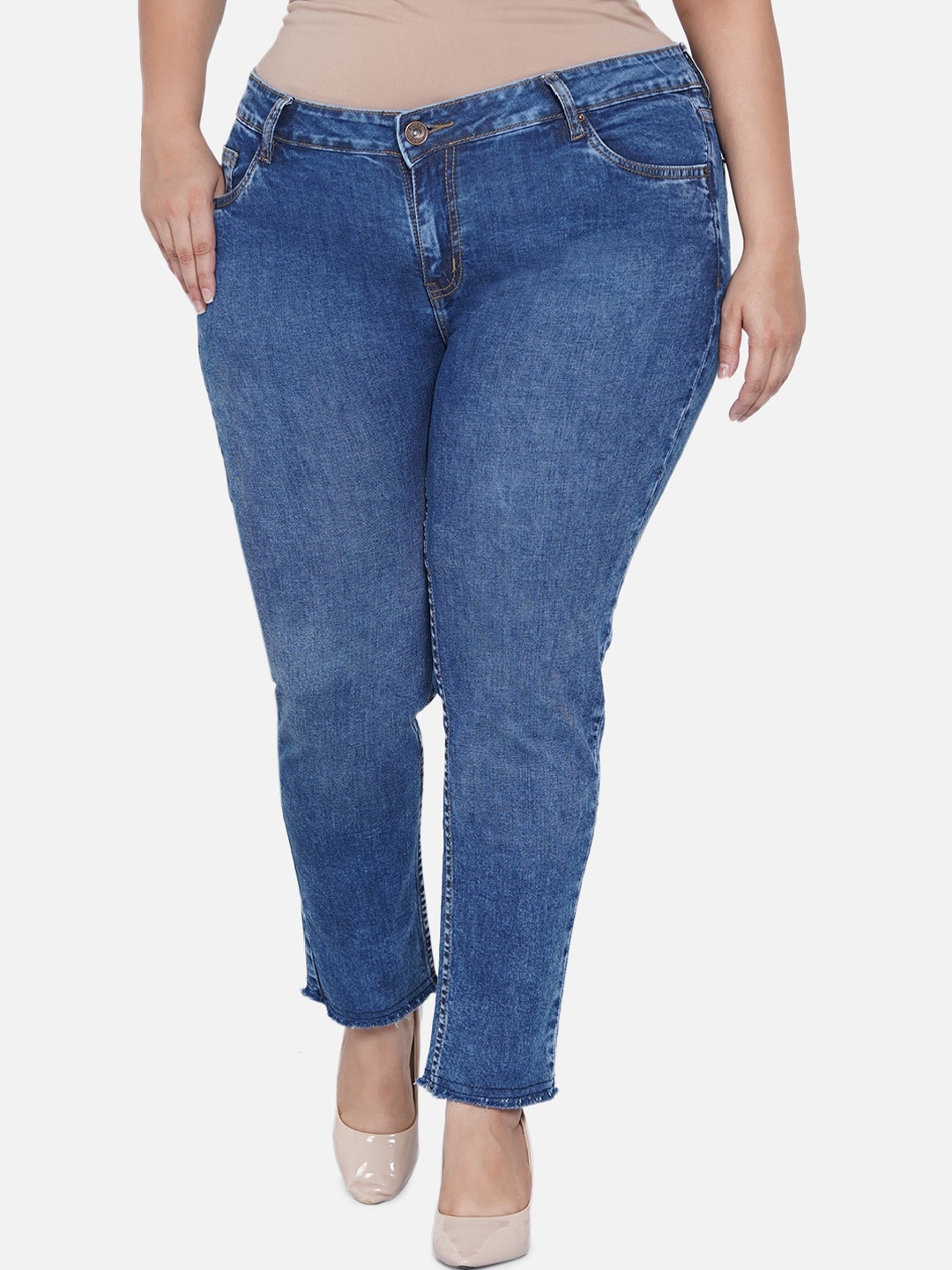 

Kiaahvi by JOHN PRIDE Women Blue Skinny Fit Light Fade Stretchable Jeans