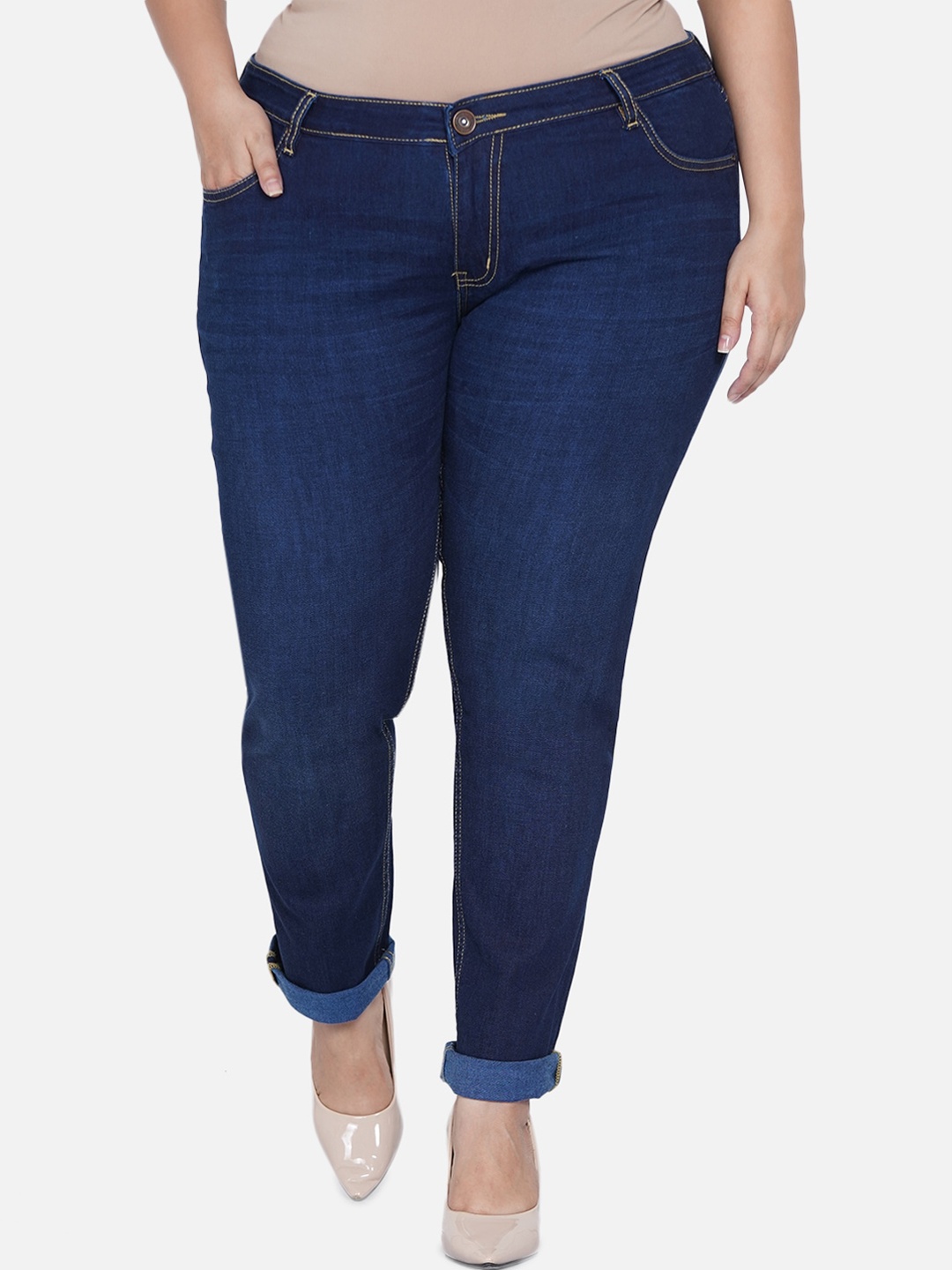 

Kiaahvi by JOHN PRIDE Women Plus Size Blue Skinny Fit Stretchable Jeans