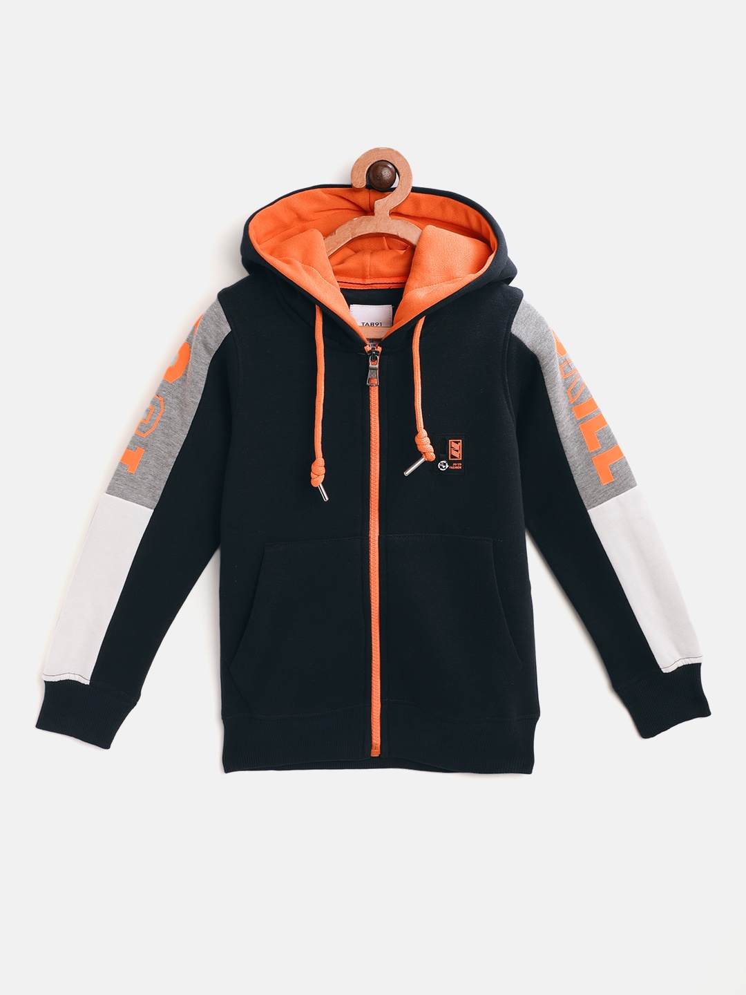 

TAB91 Boys Navy Blue & White Solid Hooded Sweatshirt