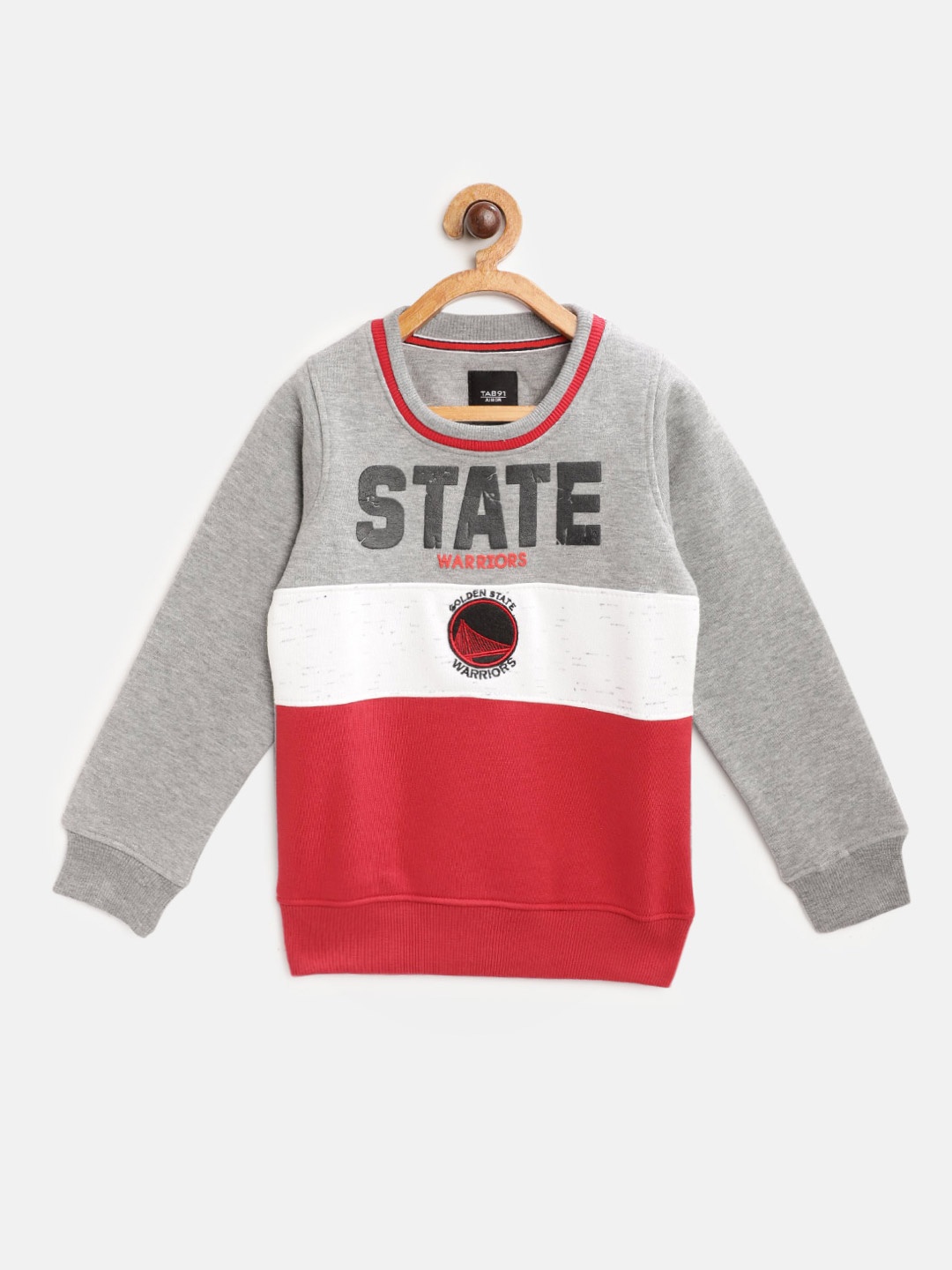 

TAB91 Boys Grey Melange & White Printed Sweatshirt