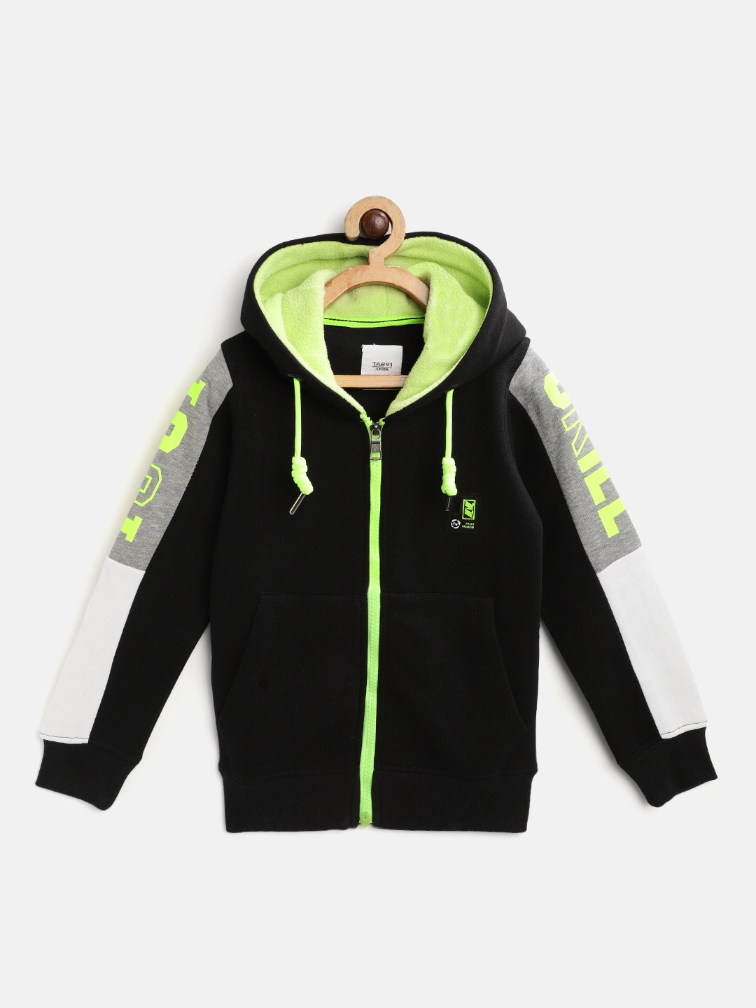 

TAB91 Boys Black & White Solid Hooded Sweatshirt