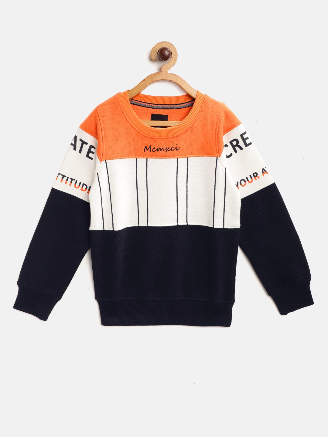 

TAB91 Boys Orange & White Striped Sweatshirt