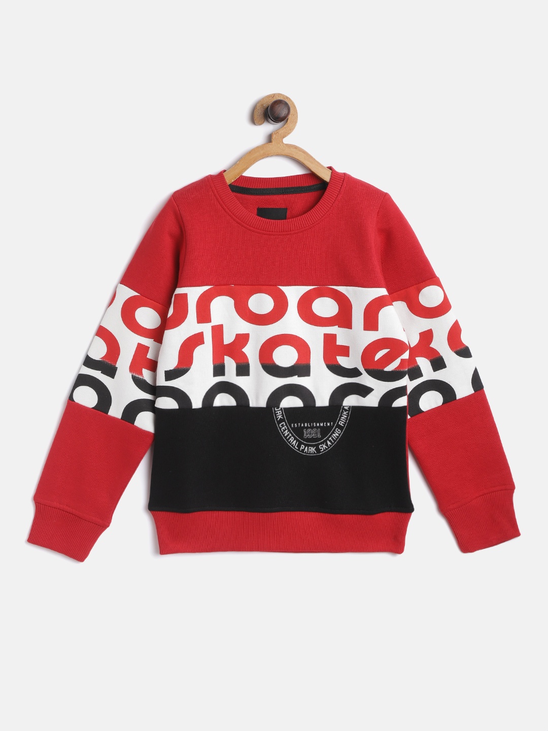 

TAB91 Boys Red & White Typography Printed Sweatshirt