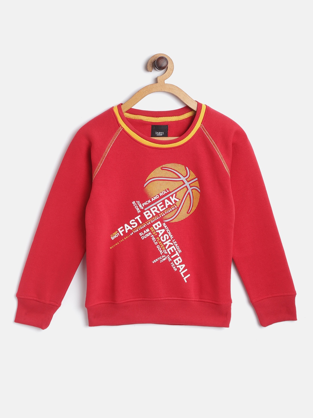 

TAB91 Boys Red & White Typography Printed Sweatshirt