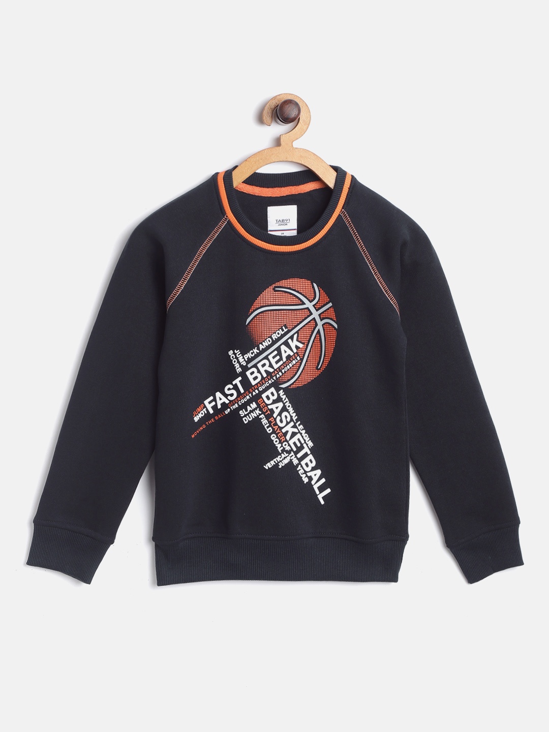 

TAB91 Boys Navy Blue & White Typography Printed Sweatshirt