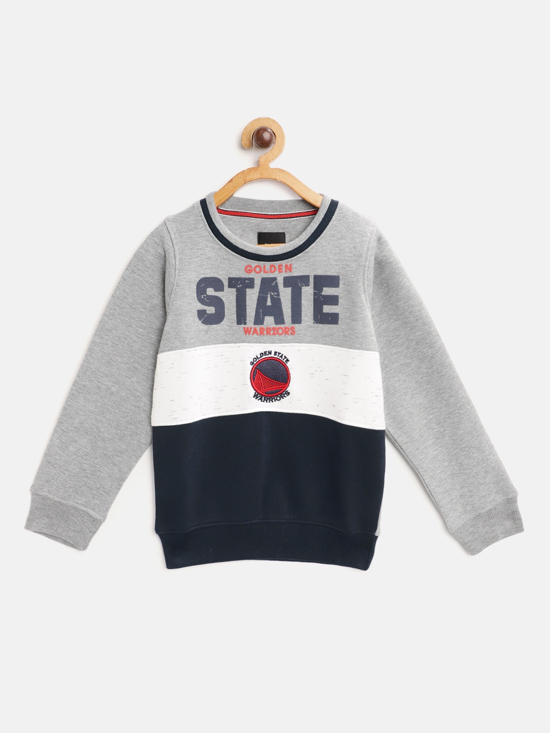 

TAB91 Boys Grey Melange & White Printed Sweatshirt