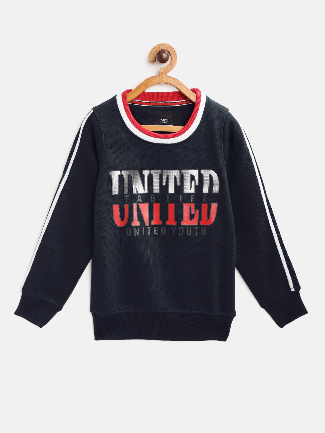 

TAB91 Boys Navy Blue & Orange Printed Sweatshirt