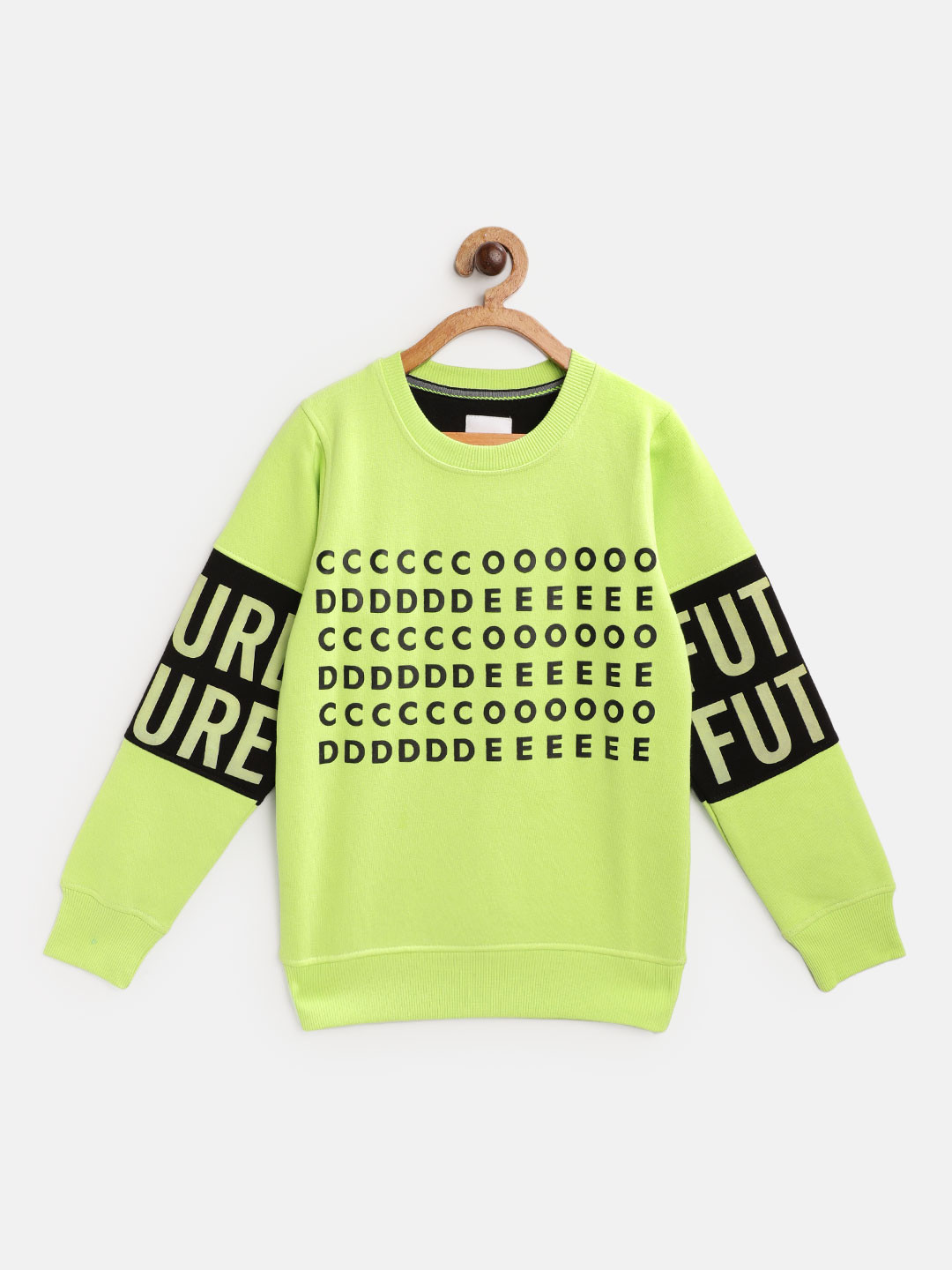 

TAB91 Boys Lime Green & Black Typography Printed Sweatshirt