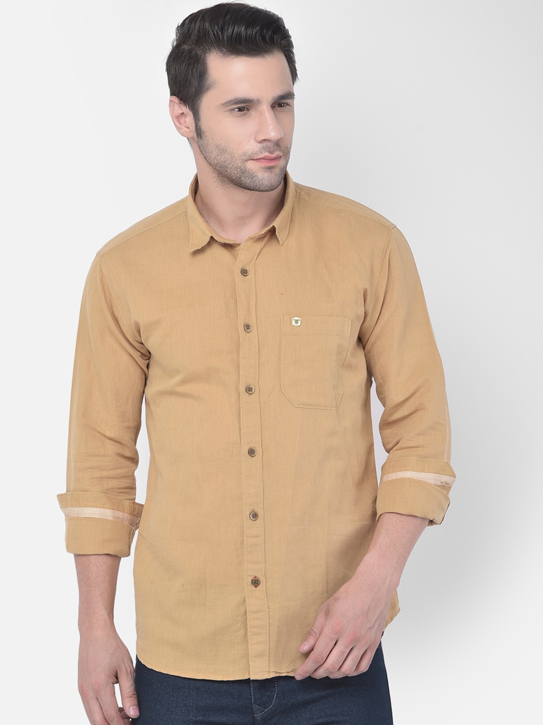 

COBB Men Khaki Slim Fit Opaque Casual Shirt