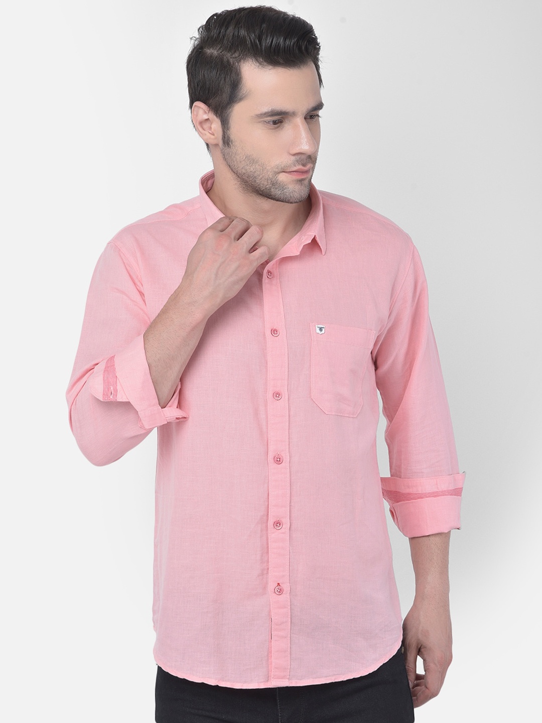

COBB Men Pink Slim Fit Opaque Casual Shirt