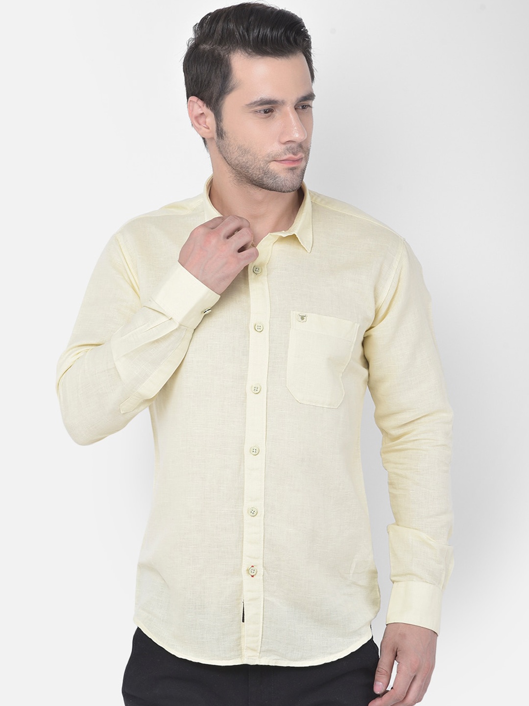 

COBB Men Yellow Slim Fit Opaque Casual Shirt