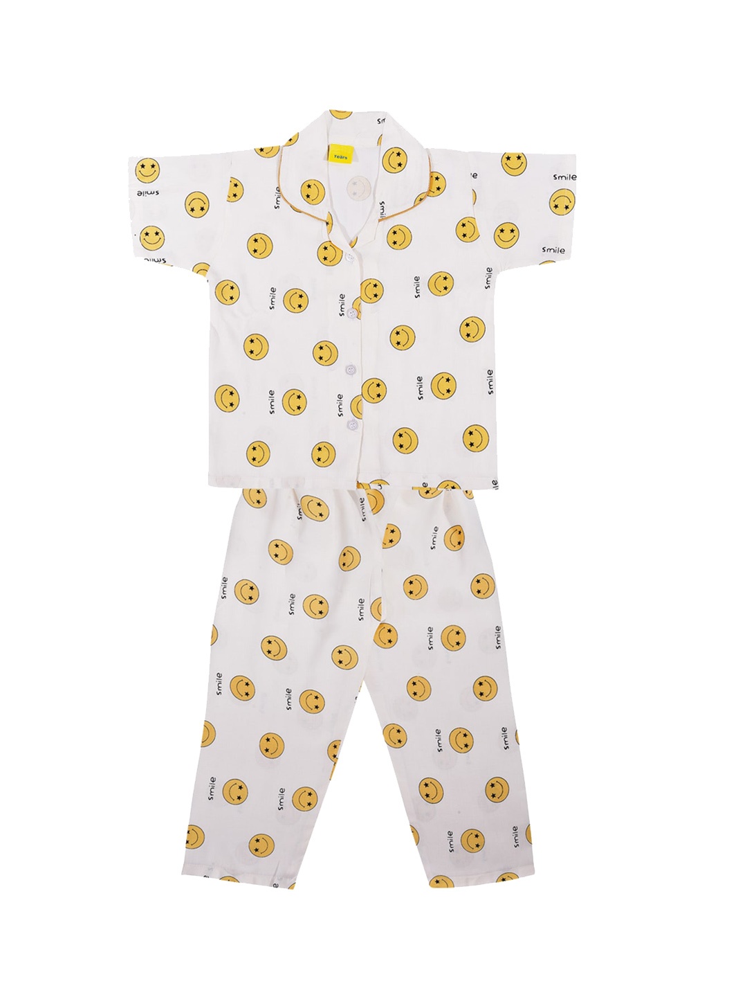 

Wish Karo Boys White & Yellow Printed Night suit