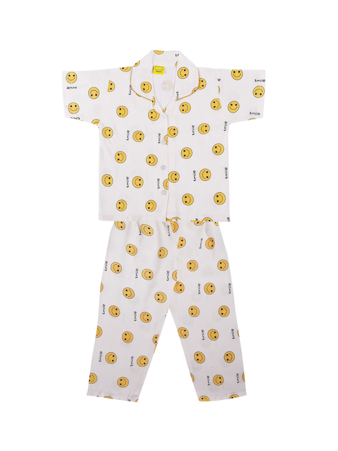 

Wish Karo Boys White & Yellow Printed Night suit