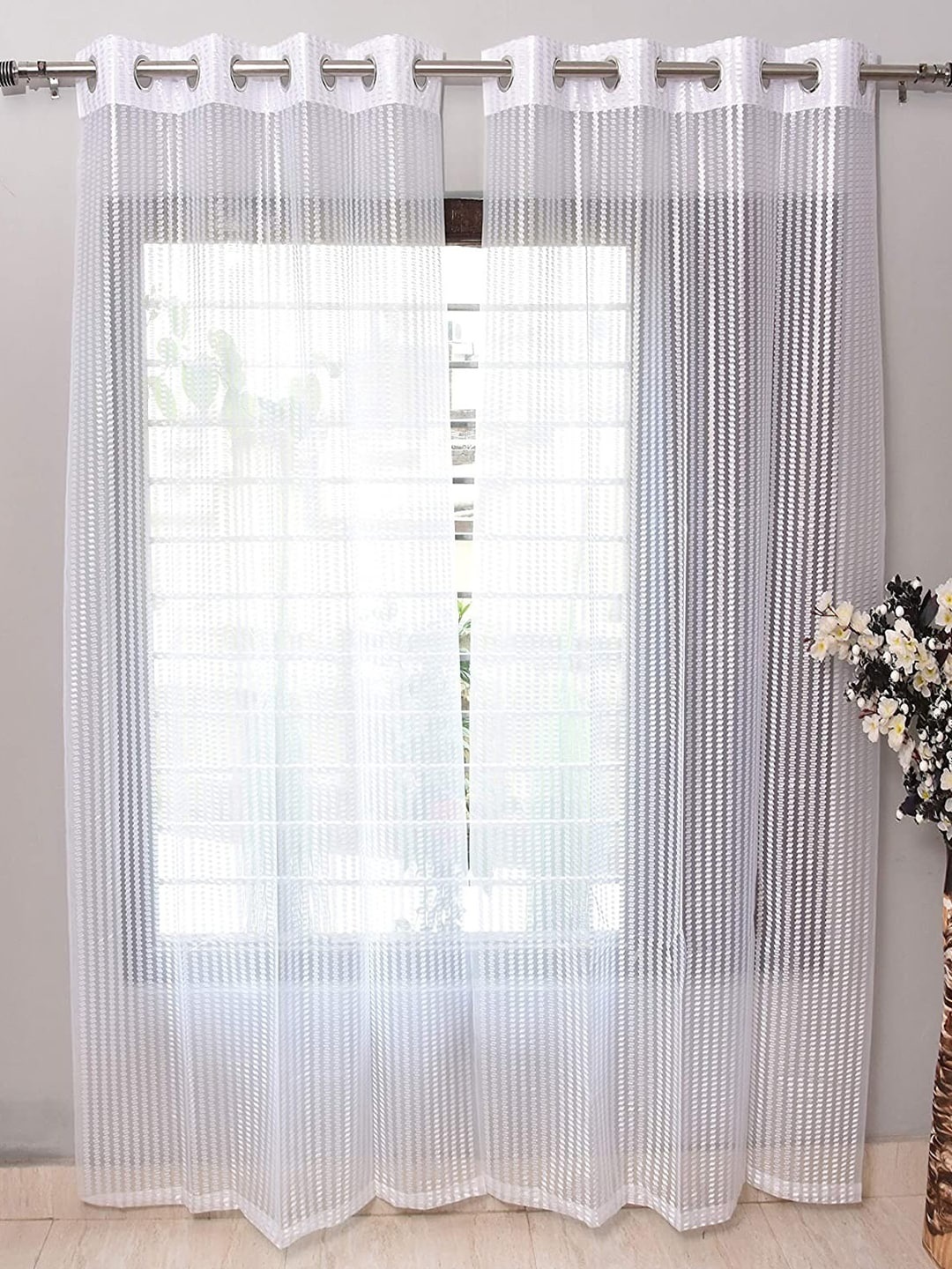 

Home Sizzler White Set of 2 Geometric Long Door Curtain