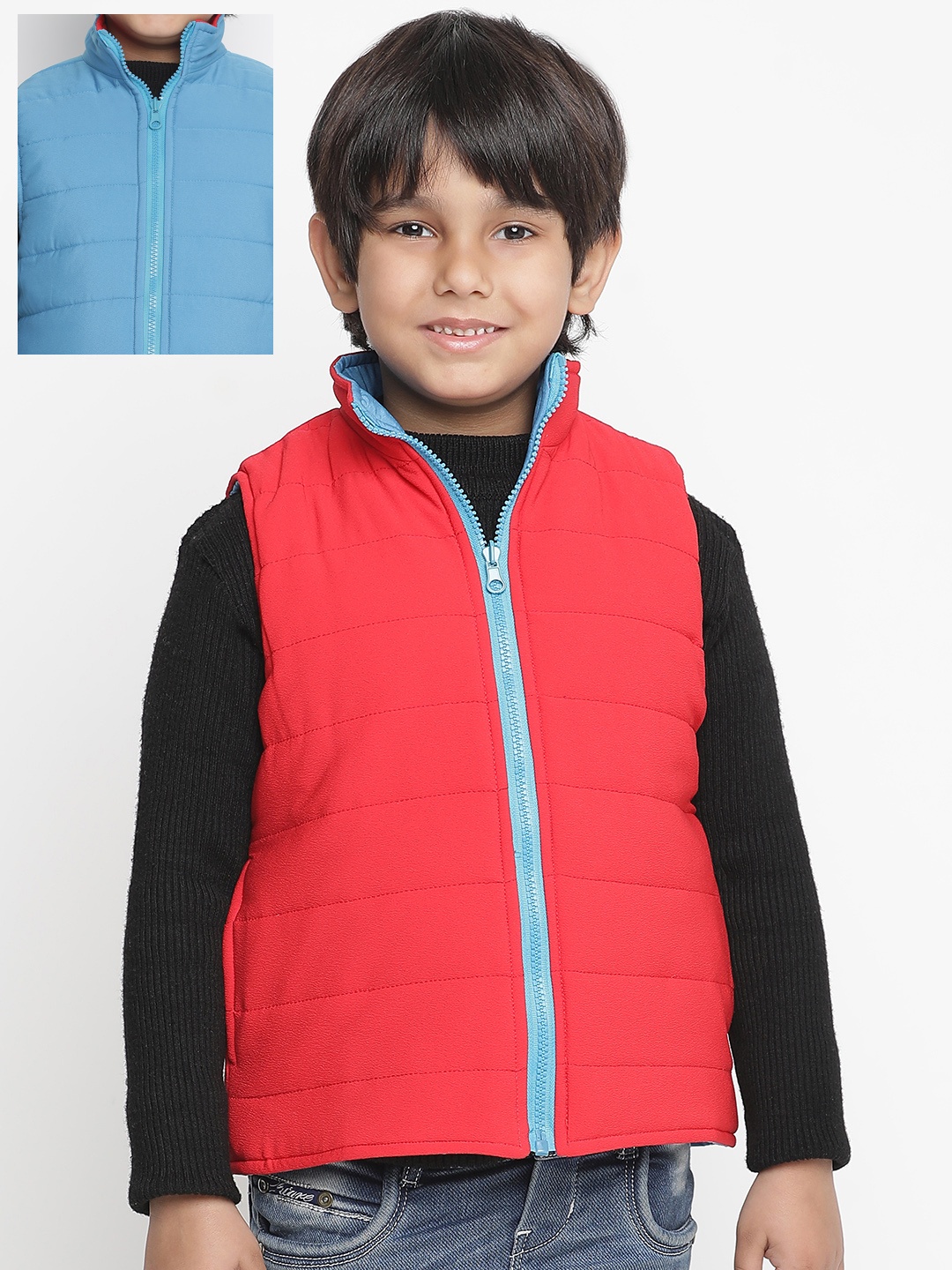 

Oxolloxo Boys Red Colourblocked Reversible Lightweight Quilted Jacket