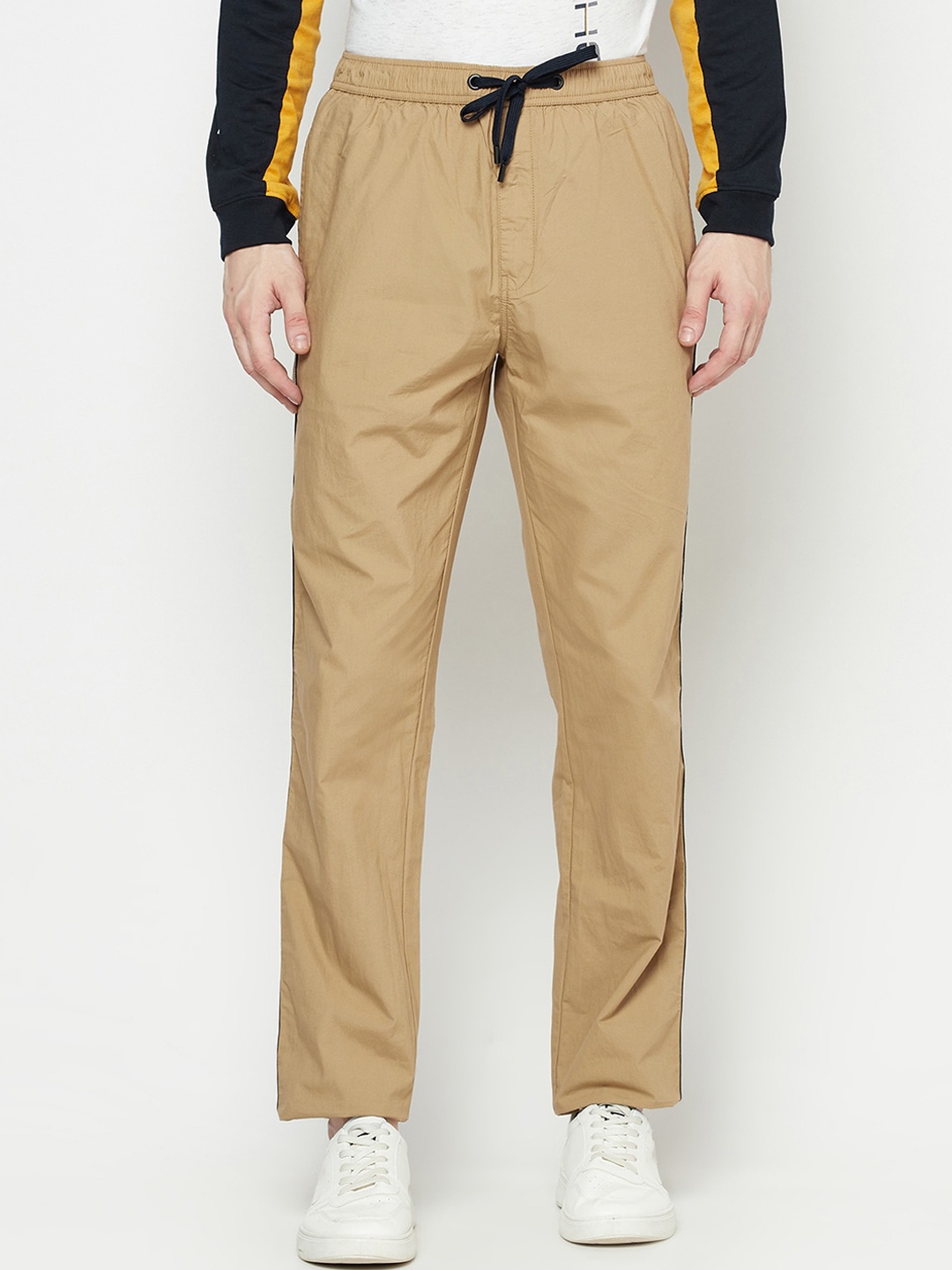 

Octave Men Khaki Brown Coloured Solid Cotton Track Pants