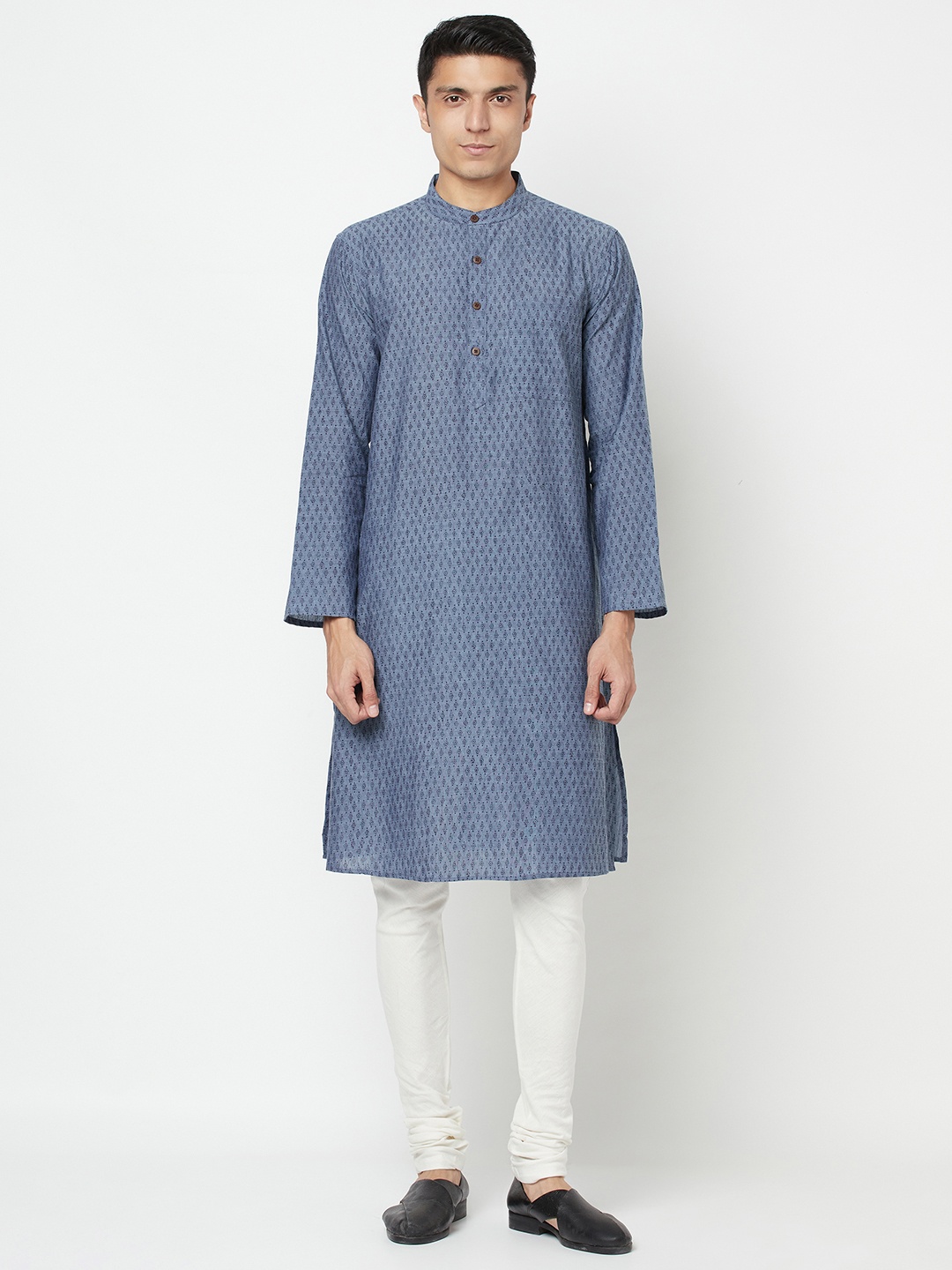 

Fabindia Men Blue Ethnic Motifs Printed Comfort-Fit Pure Cotton Kurta