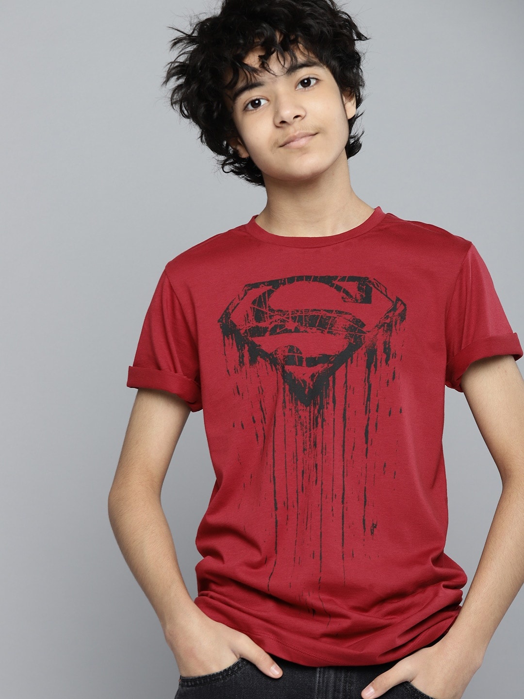 

Kook N Keech DC Teens Boys Red Cotton Superman Print T-shirt