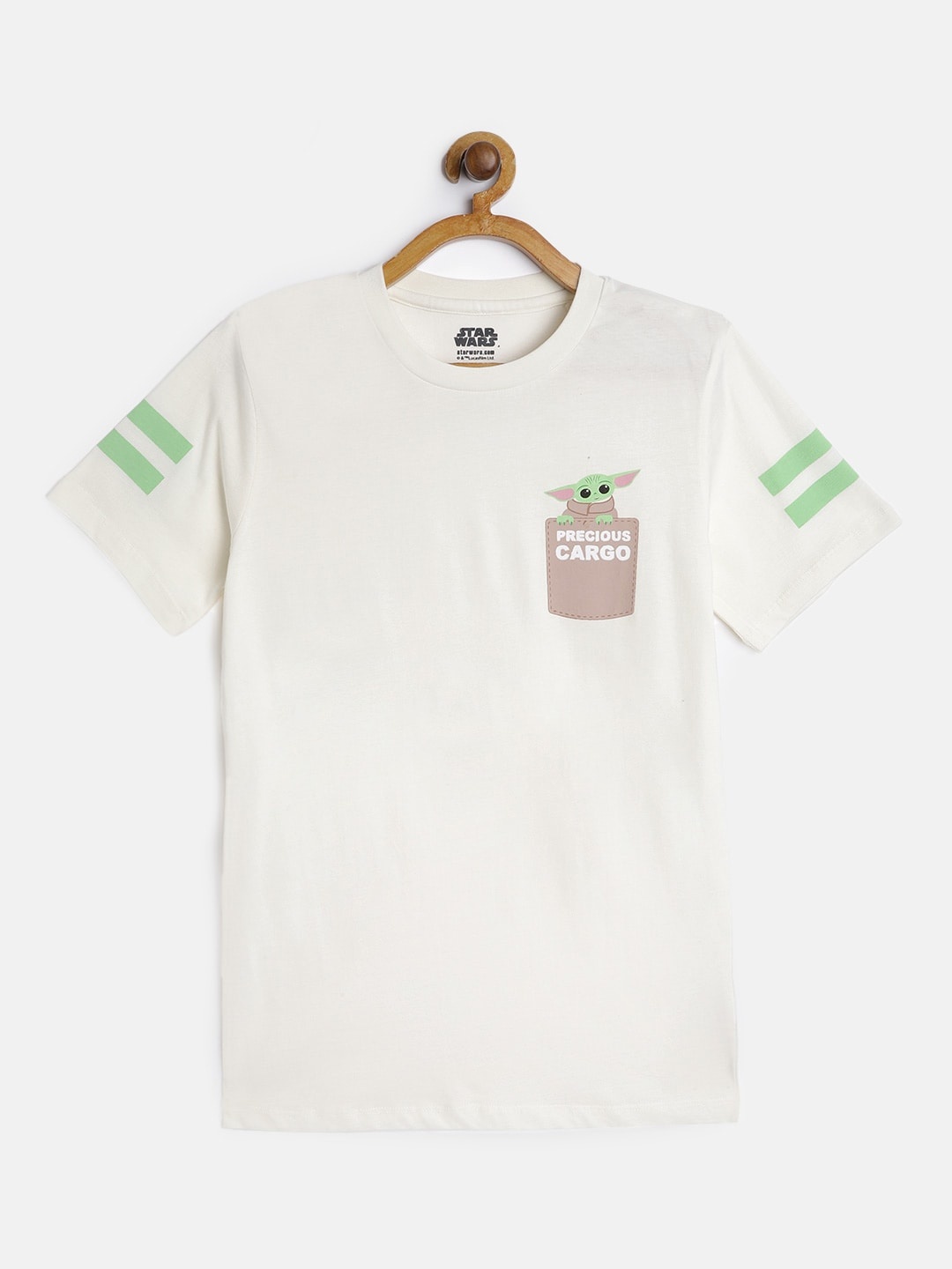 

Kook N Keech Star Wars Teens Boys Off White & Green Baby Yoda Print Printed Cotton Tshirt
