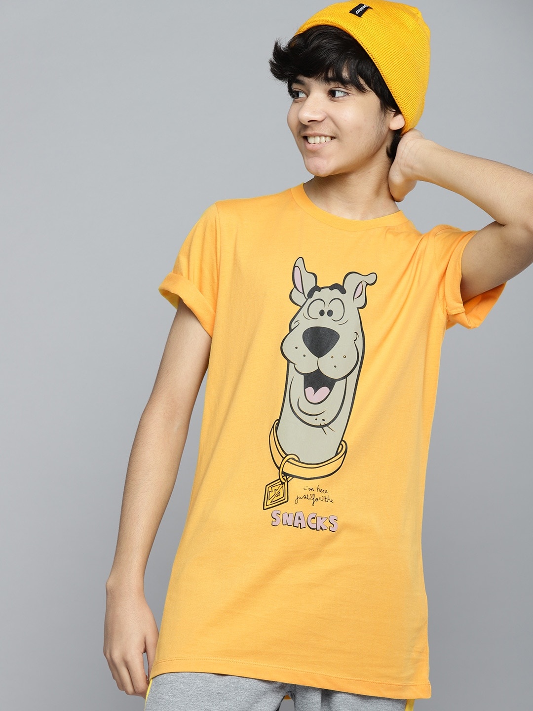 

Kook N Keech Toons Teens Boys Mustard Yellow & Taupe Cotton Scooby-Do Print T-shirt