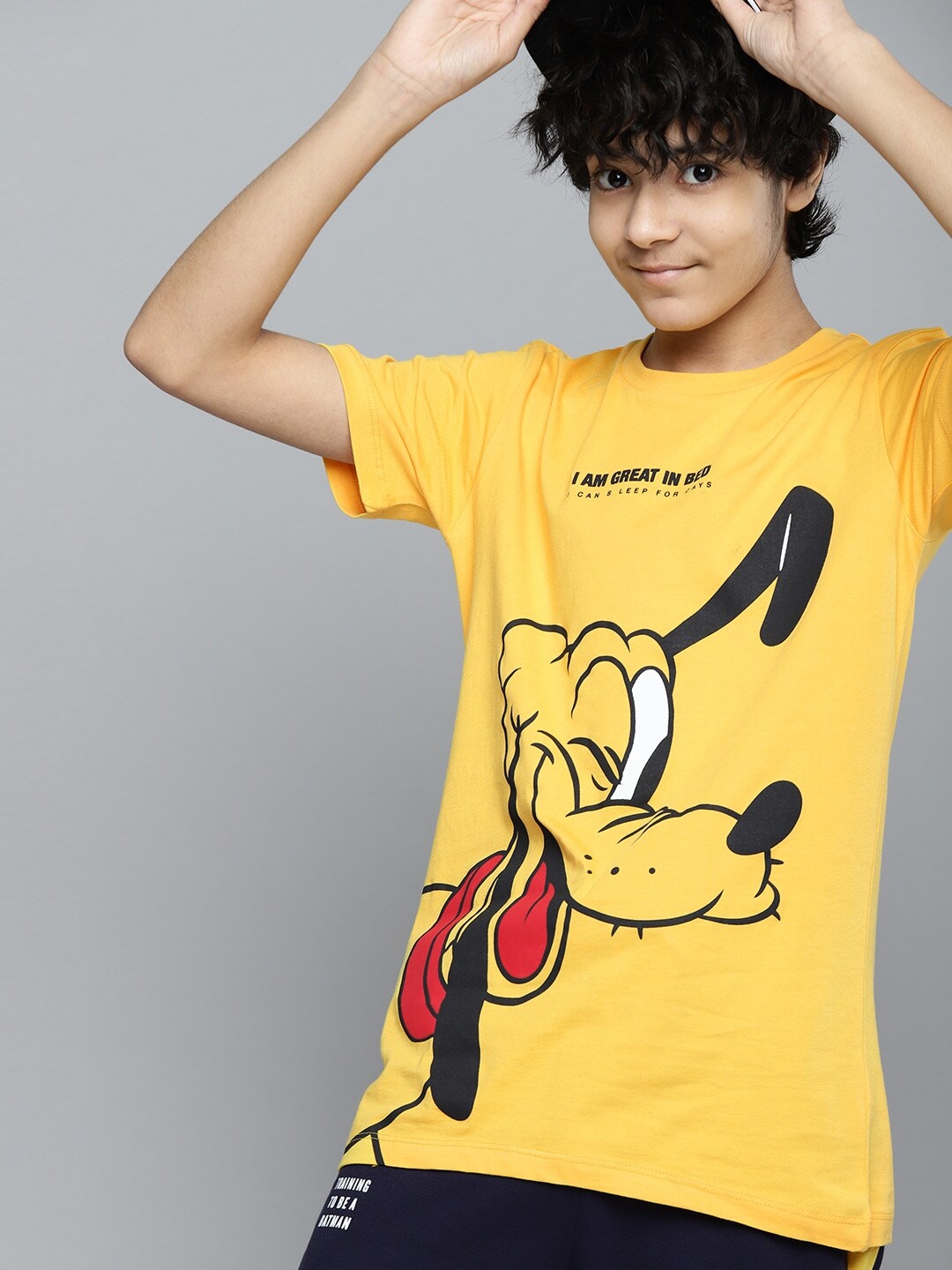 

Kook N Keech Toons Teens Boys Yellow & Black Pure Cotton Goofy Print T-shirt