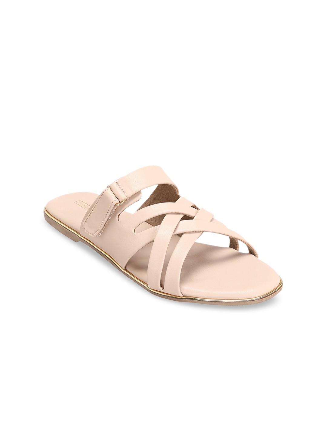 

TRENDS & TRADES Women Cream-Coloured Party Open Toe Flats with Buckles