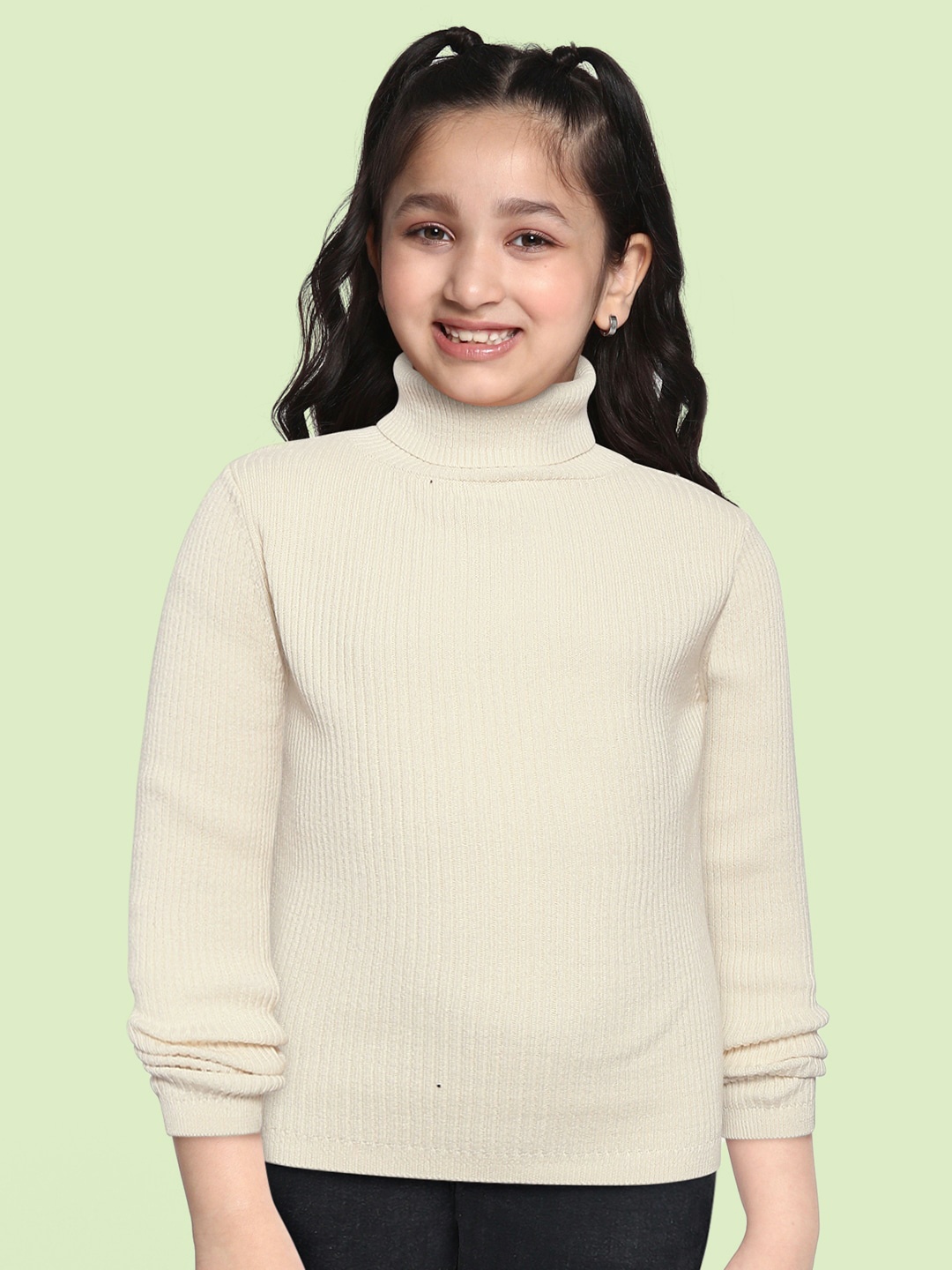 

Marks & Spencer Girls Off-White Pure Cotton Ribbed Turtle Neck Pullover