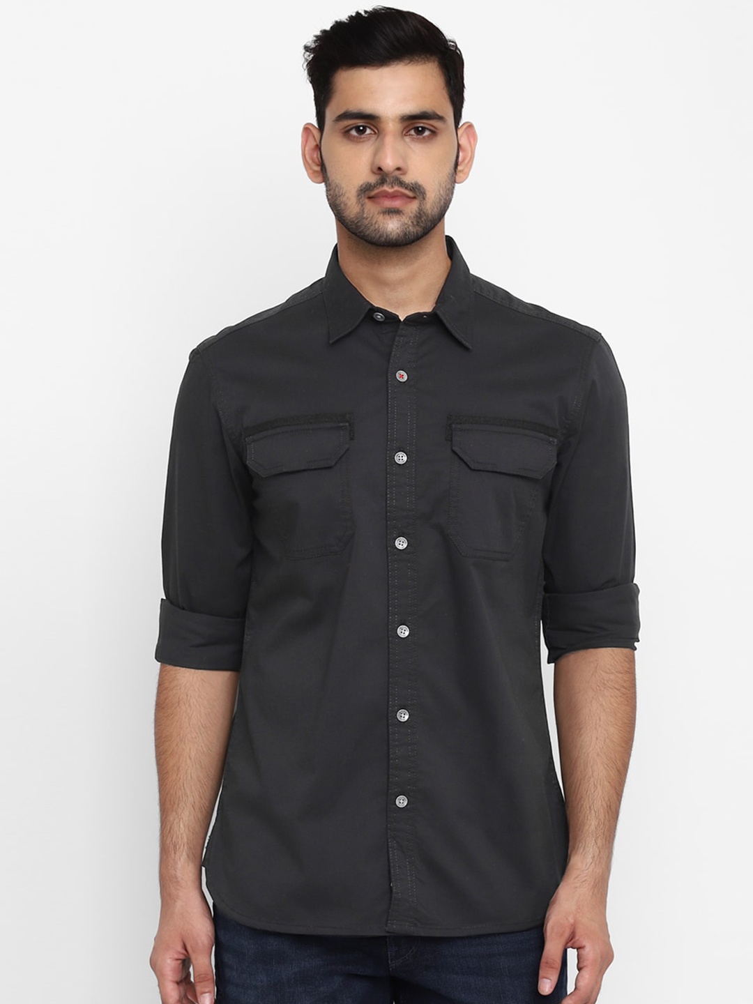 

Royal Enfield Men Black Opaque Casual Shirt