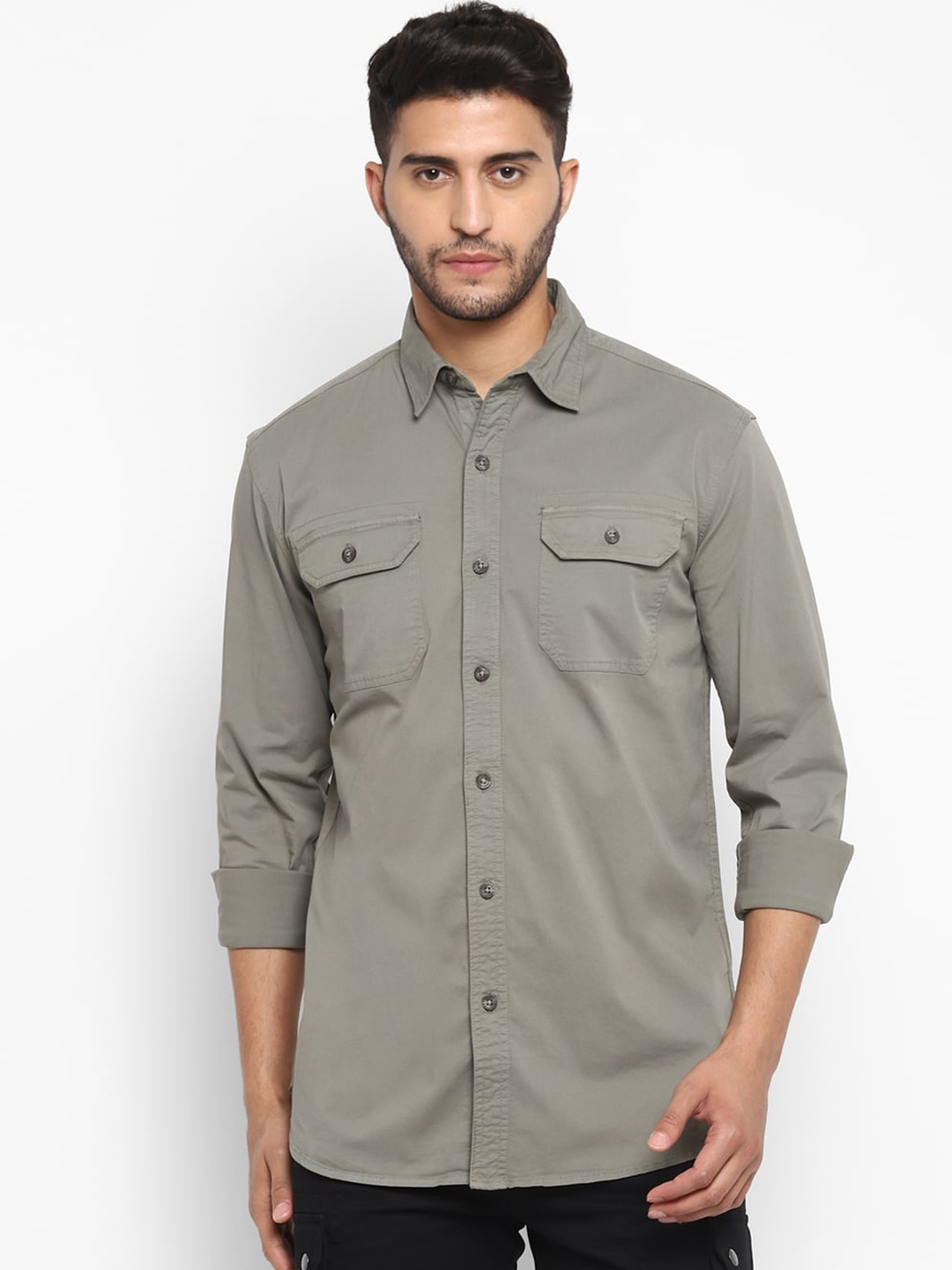 

Royal Enfield Men Olive Green Opaque Casual Shirt